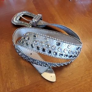 Studded Silver Leather Belt